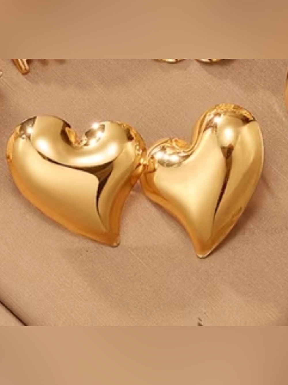 Gold Heart Statement Earrings - Women Jewelry